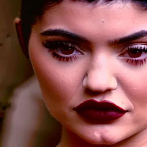 Image similar to Live Action Still of kylie jenner in the movie SAW, real life, hyperrealistic, ultra realistic, realistic, highly detailed, epic, HD quality, 8k resolution, body and headshot, film still