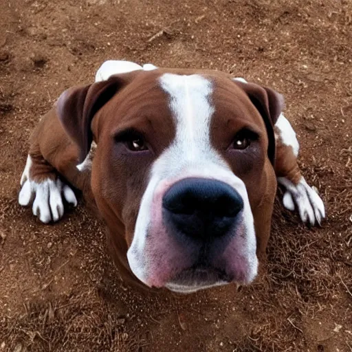 Image similar to brown pitbull with angel wings in heaven