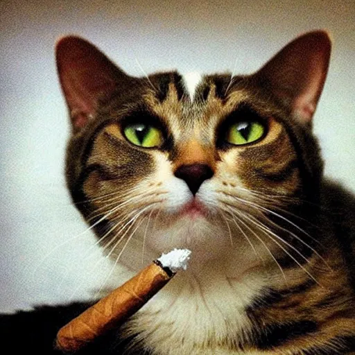 Prompt: a cat smoking a cigar