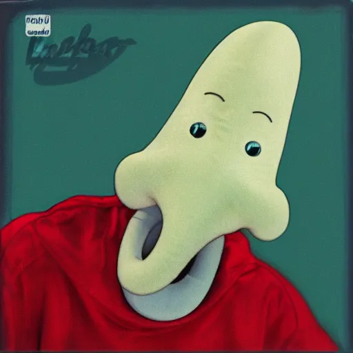Image similar to hyper realistic squidward photograph, blue note album cover
