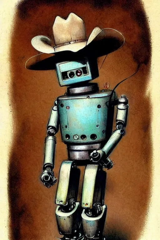 Image similar to (((((1950s robot cowboy. muted colors.))))) by Jean-Baptiste Monge !!!!!!!!!!!!!!!!!!!!!!!!!!!