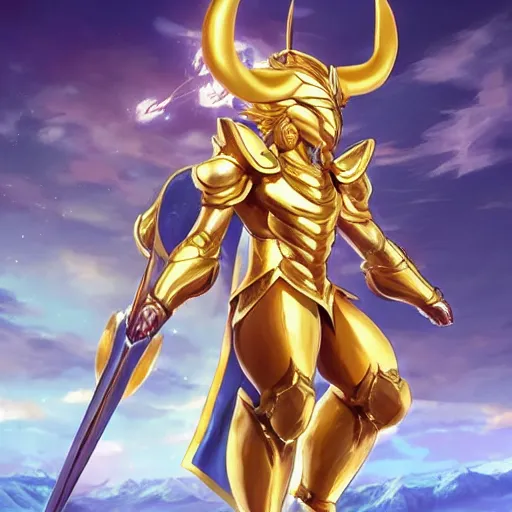 Image similar to A golden zodiac knight from saint Seiya using the holy Pikachu golden armor, ears and thunder tail by Stanley Artgerm Lau, WLOP, Rossdraws, ArtStation, CGSociety, concept art, cgsociety, octane render, trending on artstation, artstationHD, artstationHQ, unreal engine, 4k, 8k,