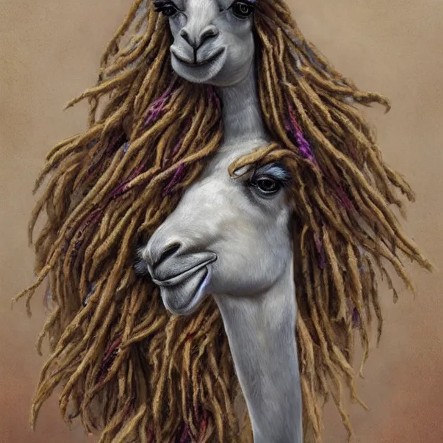 Prompt: llama with dreadlocks, by mandy jurgens, ernst haeckel, james jean, scifi