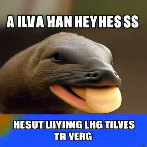 Prompt: a platypus loves looking at memes