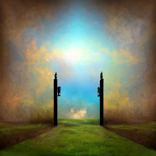 Image similar to the gates of heaven surreal abstract