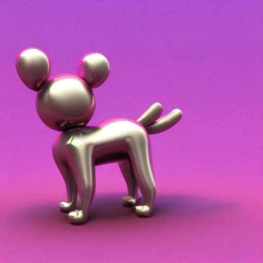 Image similar to 3D render of a pink balloon dog in a violet room