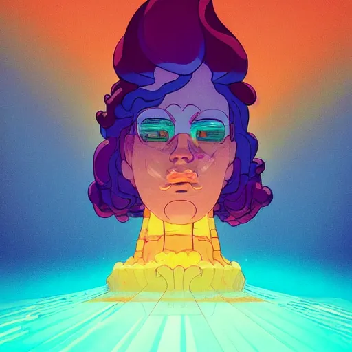 Prompt: steven universe, colourful breathtakingly weird beautiful powerful magical wonderfully majestic beautifully quirky incredibly cool character by michael whelan, moebius, beeple, dan mcpharlin, pascal blanche, symmetrical, serene expression, magical stormy reflections, smoke on water, sat down, 8 k artstation