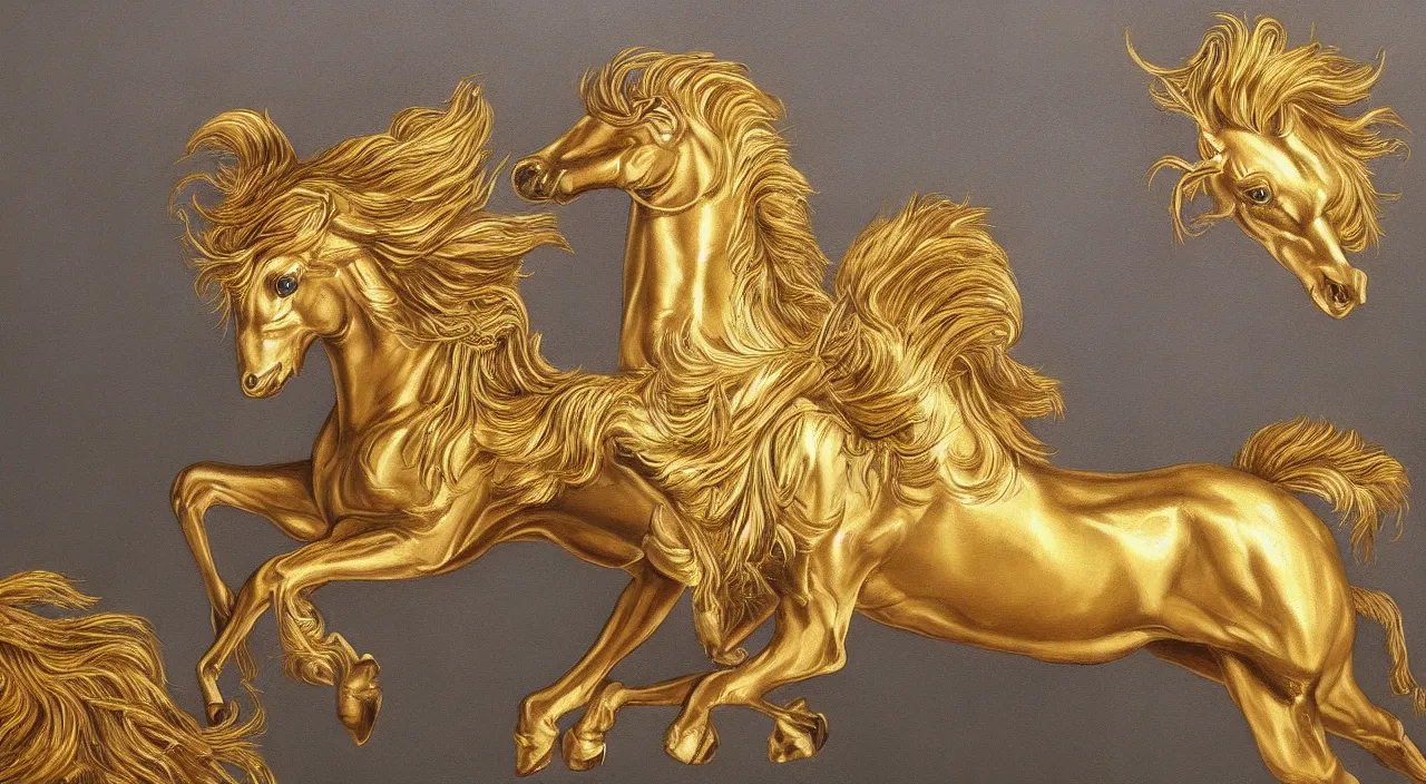 Prompt: a beautiful golden pegasus, realistic, detailed, painting