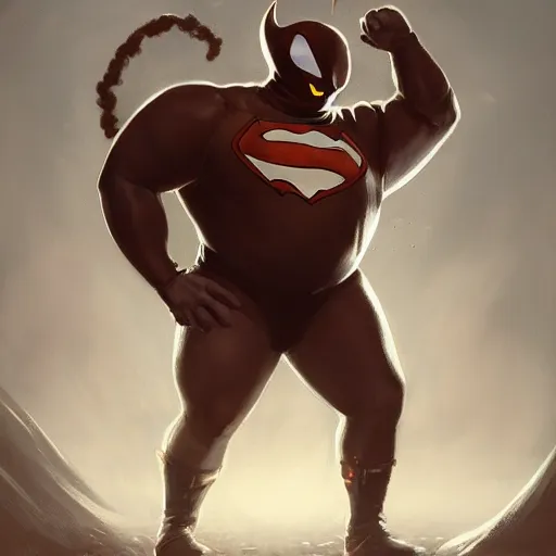 Image similar to a insanely detailed painting of a slightly overweight masked superhero wearing a tight fitting costume, staring at the computer nervously clicking on the mouse in the style of peter mohrbacher, dramatic lighting and composition, trending on artstation, concept art, comic book