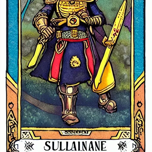 Prompt: ottoman sultanate space marines, tarot card illustration