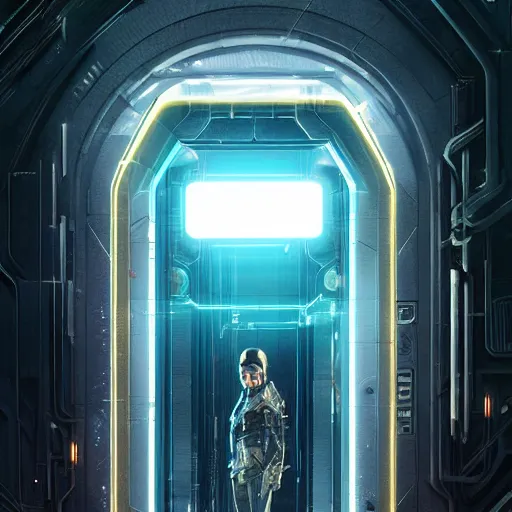 Prompt: giant cyberpunk vault door, imposing, highly detailed digital illustration by greg rutkowski, android netrunner