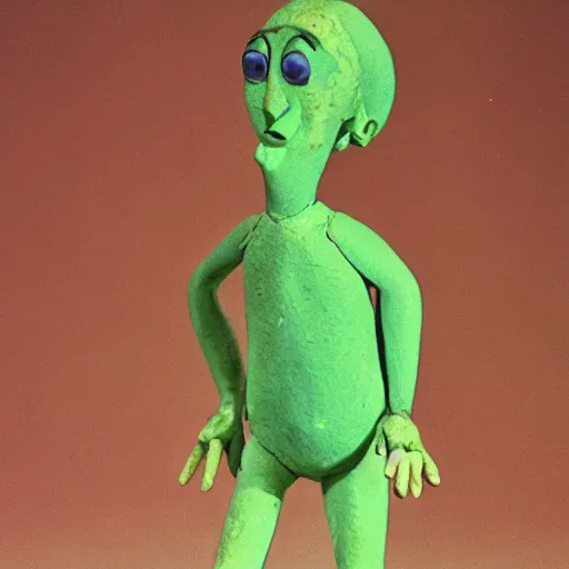 Prompt: a claymation film still of anthropomorphe statuette out of a collection from brasil / jeu et jouet / claymation by bruce bickford / 6 0 s