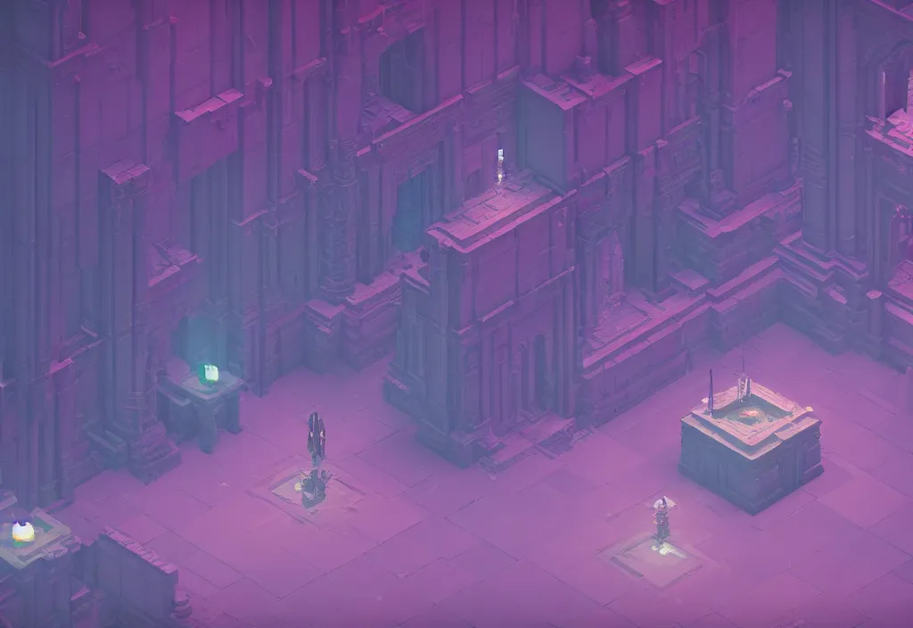 Image similar to interior throne room isometric magicavoxel bloodborne no mans sky, vaporwave, cinematic lighting, 4 k