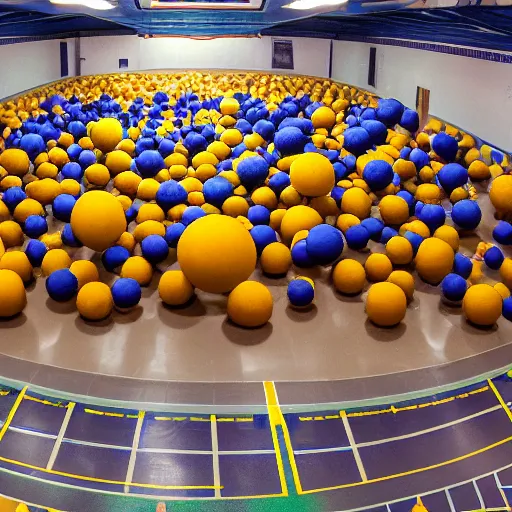 Prompt: 3d planet balls floating in a school gym. 8k resolution photograph, national geographic footage.