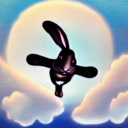 Image similar to a rabbit flying in the clouds