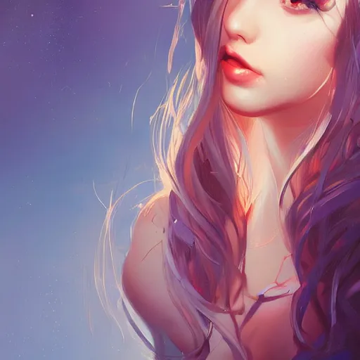 Prompt: beautiful girl by rossdraws, highly intricate painting, concept art, artstation, global illumination, rim lighting