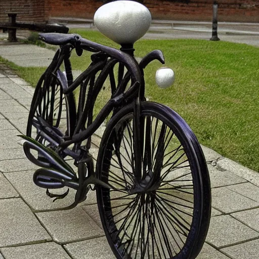 Image similar to a cute bicycle by H.R. Giger