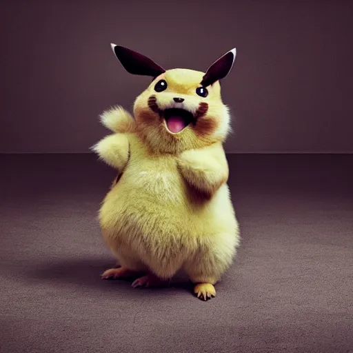 Prompt: sneezing model cute detective pikachu sneezing at a model photoshoot studio lighting by annie leibovitz