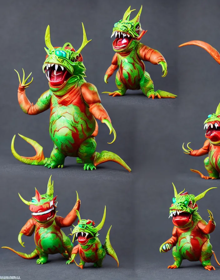 Image similar to small stylized chibi kaiju!!! shiny sofubi!!!! promo shots 4 k photography