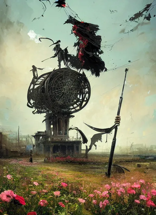 Image similar to grim reaper : : scythe and black rose : : kodachrome : : 2 d : : 3 d : : ray tracing global illumination : : insanely detailed and intricate, hypermaximalist, elegant, ornate, hyper realistic, super detailed : : by ismail inceoglu : : by john constable