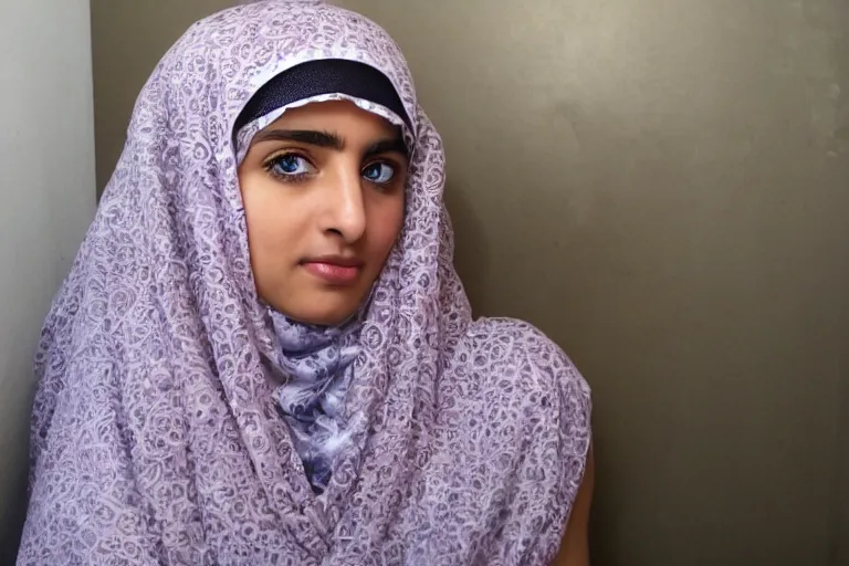 Image similar to zarqa al yamama beautiful female blue eyed arab