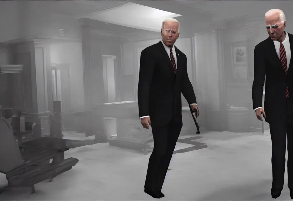 Prompt: joe biden in hitman, joe biden in the video game hitman, gameplay screenshot, close up, 3 d rendering. unreal engine. amazing likeness. very detailed.