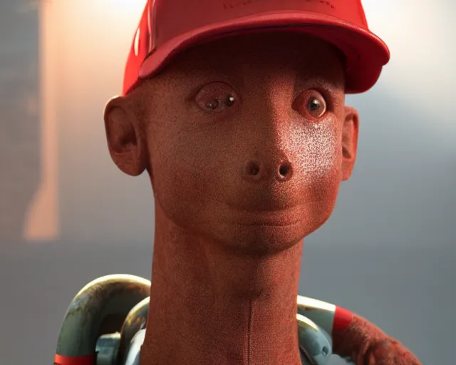 Prompt: CHAPPIE Wearing A Red Lacoste Hat, Full Figure, 8K, octane render, HDR, photorealistic, volumetric lighting, Hyperrealistic-H 960