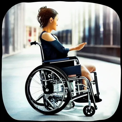 Image similar to “ color photo of a beautiful woman in a wheelchair, hd, photorealistic, detailed ”