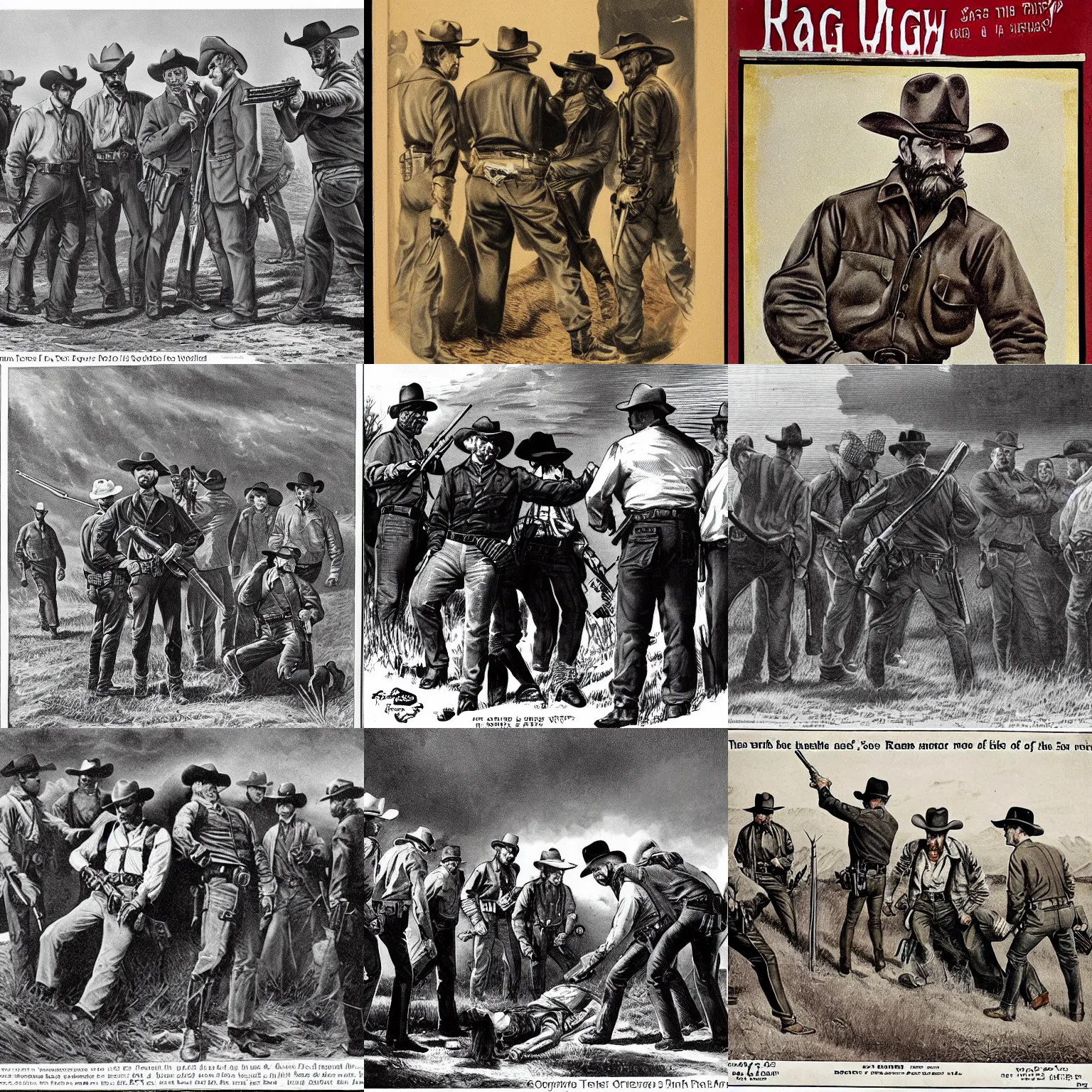 Prompt: there was forty feet between them. the swiftness of the ranger is still talked about today. texas red had not cleared leather fore a bullet fairly ripped, and the ranger's aim was deadly with the big iron on his hip. it was over in a moment and the folks had gathered round. there lay the body of the outlaw on the ground.