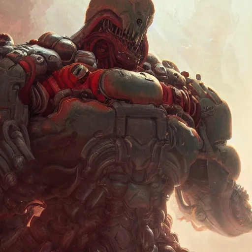 Image similar to doom eternal, mutant, tubes fused with the body, front view, painted by stanley lau, painted by greg rutkowski, painted by stanley, artgerm, masterpiece, digital art, trending on arts