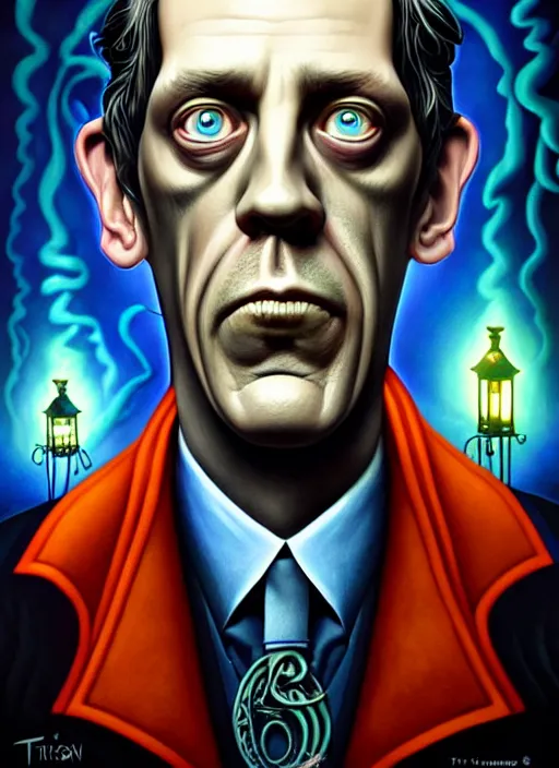 Image similar to lovecraft lovecraftian portrait of hugh laurie, pixar style, by tristan eaton stanley artgerm and tom bagshaw.