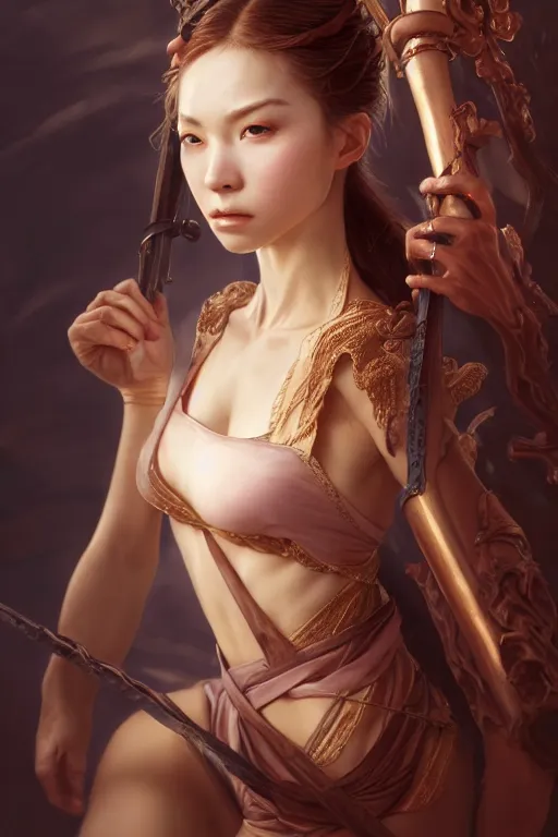 Image similar to a masterpiece ultrarealistic ultradetailed portrait of a very beautiful ninja girl, baroque renaissance. medium shot, intricate, elegant, by stanley artgerm lau, wlop, rossdraws, james jean, andrei riabovitchev, marc simonetti, light by julie bell, porcelain skin. global illumination. vfx