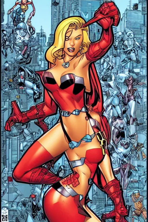 Image similar to comic book cover art of danger girl by j. scott campbell