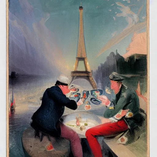 Prompt: summer winter excited paris triangle crocodile beer iceberg muscat, by j. m. w. turner and robert henri and william hogarth, fauvist, zbrush central, tarot card