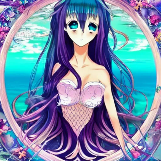 Image similar to beautiful anime mermaid,