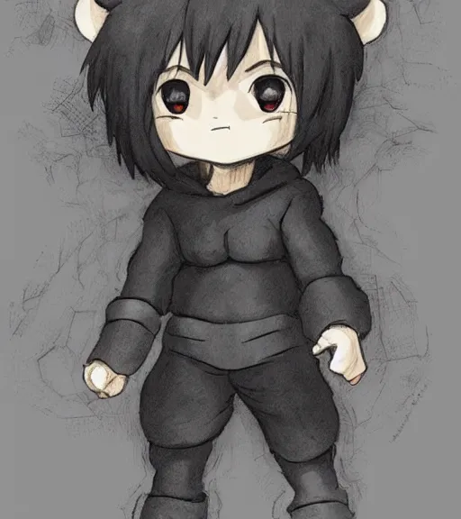 Prompt: attractive little boy wearing an cyborg bear suit, artwork in kentaro miura and made in abyss and inazuma eleven, smooth, beautiful lightness, anatomically correct, trending on pixiv, sensual composition, realistic