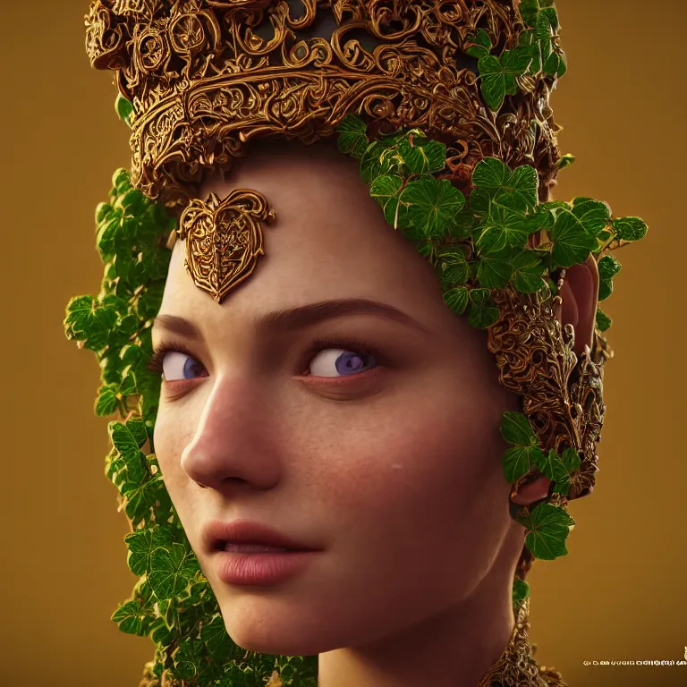 Prompt: princess of vines with a clear skin, ornate 8 k gorgeous intricate detailed octane render