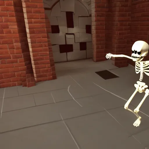 Image similar to A skeleton in the game Super Mario 64, unreal engine, highly detailed, 8k