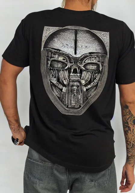 Prompt: henley tshirt designed by h. r. giger