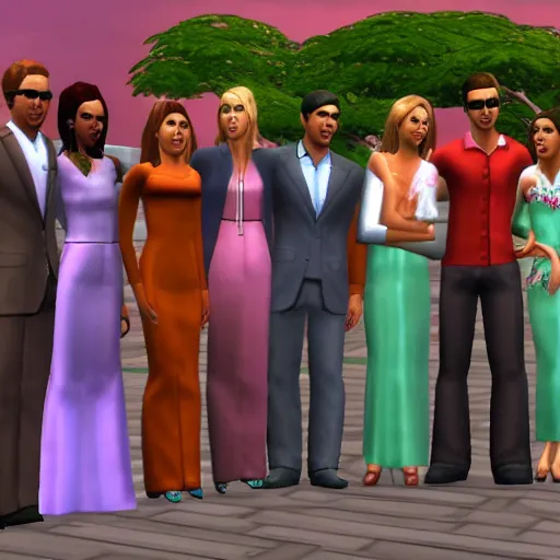 Image similar to cast of original Dynasty in The Sims 2