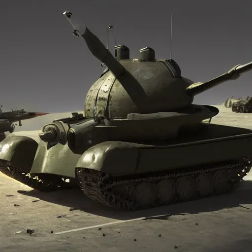 Prompt: a ww2 sherman tank from the future, cyberpunk, high tech, octane render, concept art, artstation
