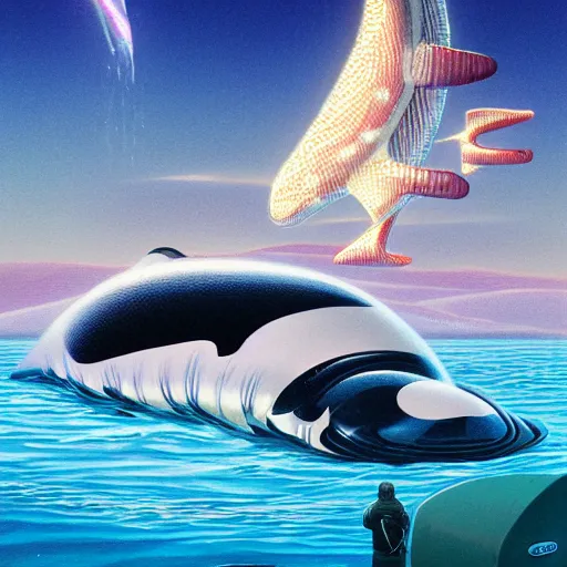 Image similar to cyborg orca by robert mccall mike winkelmann trending on arstation