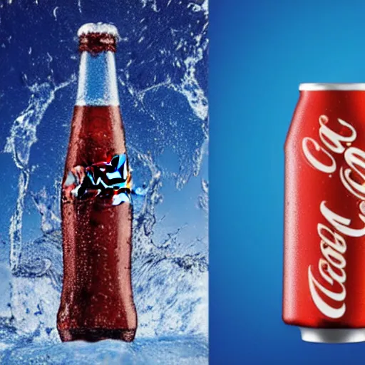 Prompt: epic advertising photo of an hybrid coca - cola and pepsi bottle