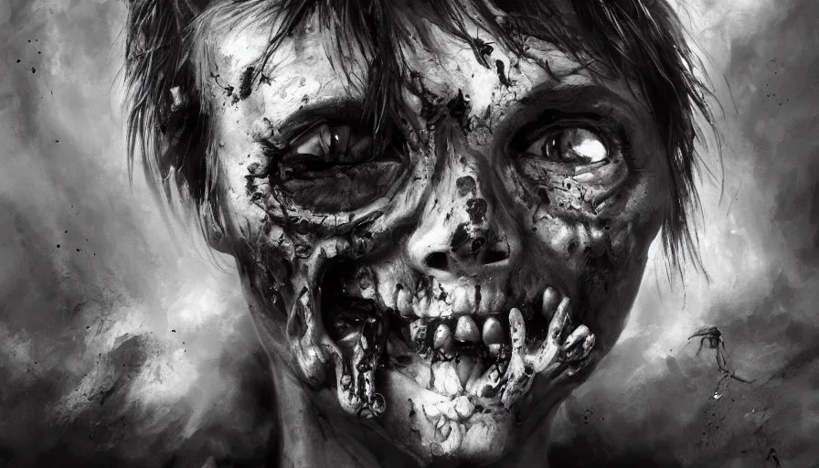 Prompt: zombies, thumbnail black and white, cgsociety, oil painting by jama jurabaev, extremely detailed, brush hard, artstation, high quality, brush stroke