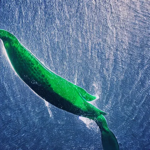 Image similar to photo of a microscopic green whale