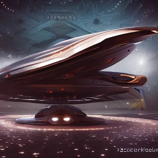 Image similar to futuristic beautiful baroque space ship, JC park, Kezrek, Vincent Maréchal, Nicolas Bouvier, moebius, cinematic, highly detailed, photo realistic