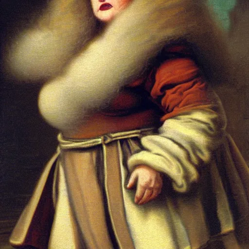 Image similar to fluffy goiter of a beloved dwarf woman