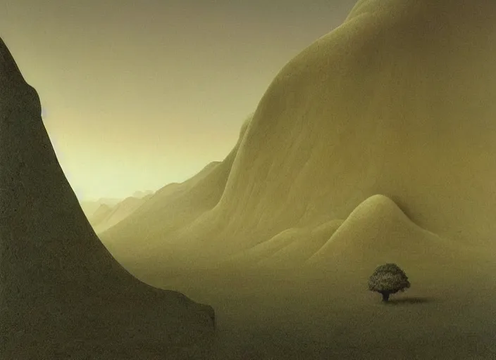 Prompt: A detailed matte painting of a landscape, detailed, immaculate scale, Zdzislaw Beksinski