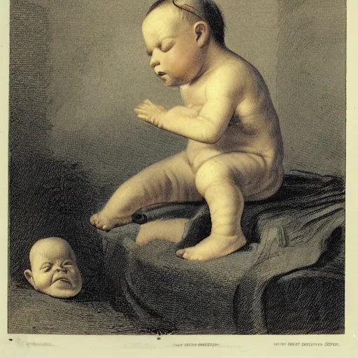 Image similar to a baby with headache,