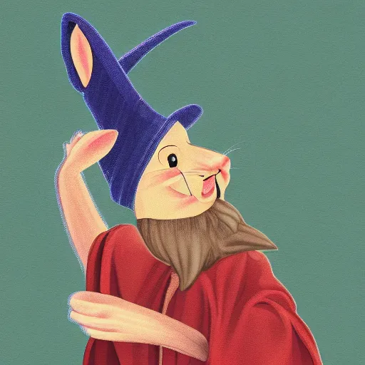 Image similar to a rabbit pulling a wizard out of a hat digital art